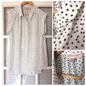 Philosophy Button Down Sleeveless Blouse 🌟Sz L